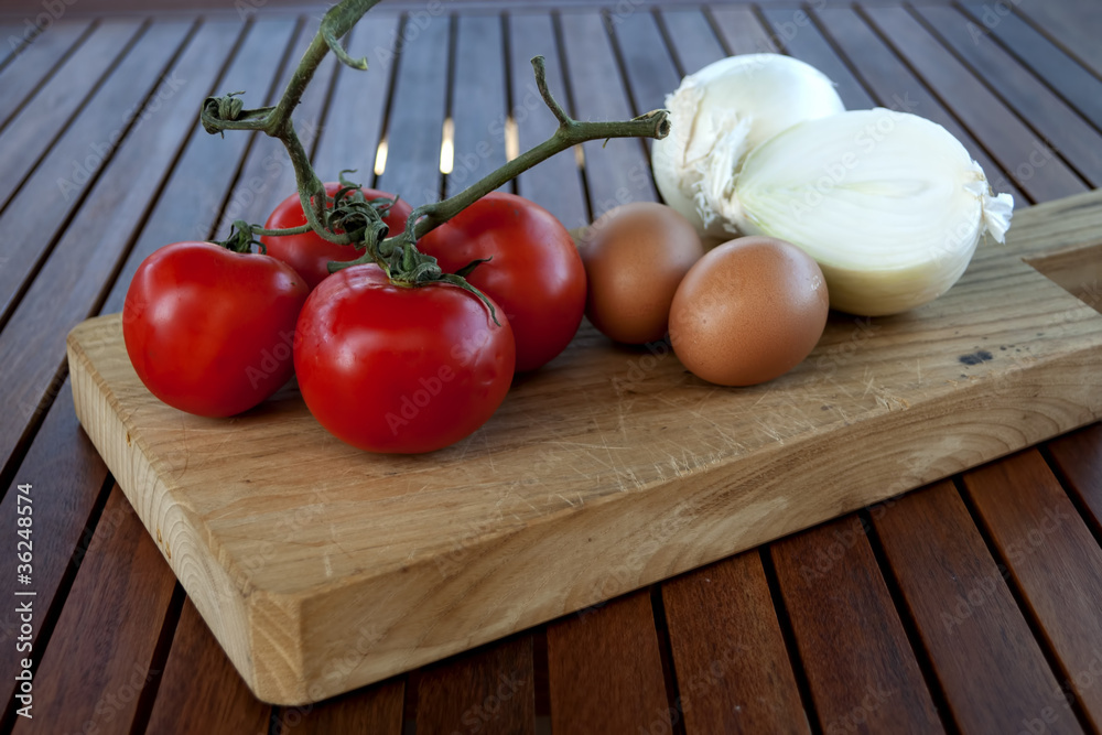 tomatoes, eggs and onions tomatoes, eggs and onions