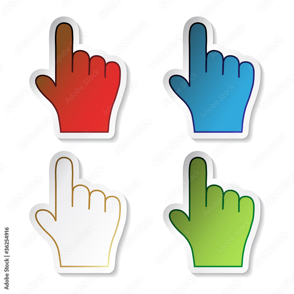 Vector stickers of hand - web pointers Vector stickers of hand - web pointers