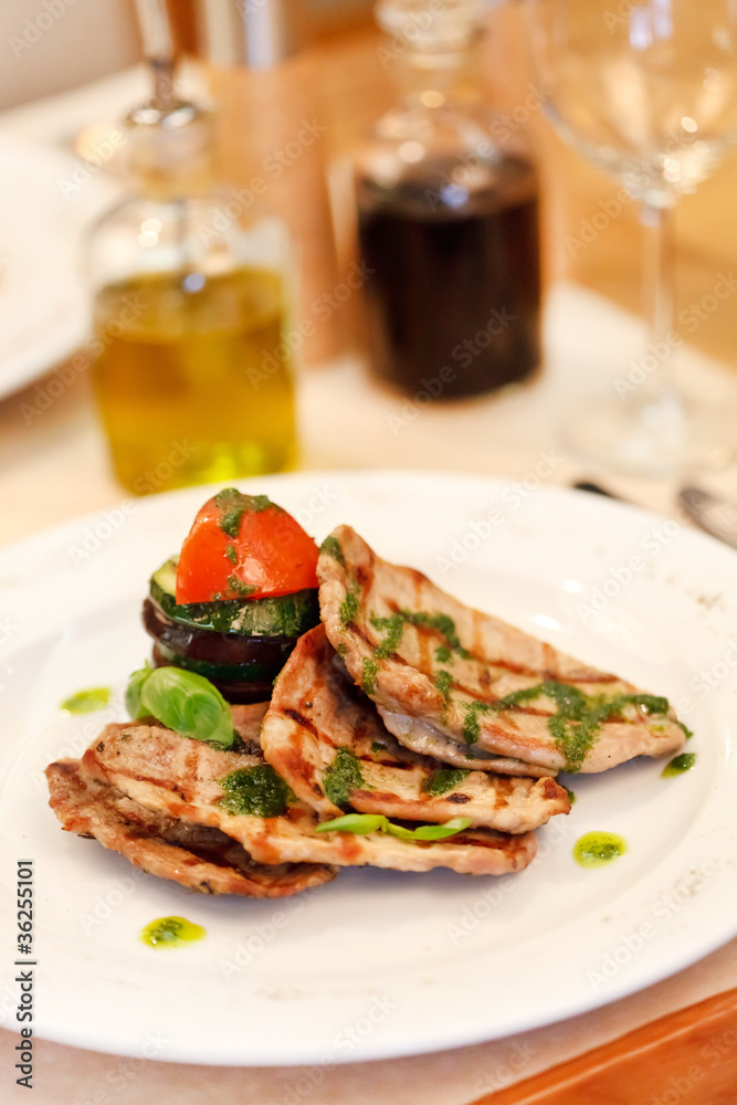 Grilled steak meat with vegetables Grilled steak meat with vegetables