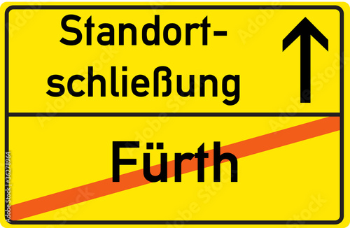 Schild Standortschließung Fürth