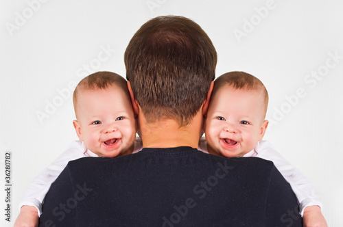 Father and twins
