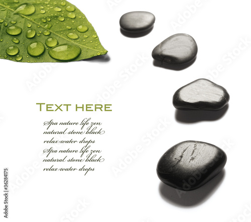 Canvas Print spa stones with water drops