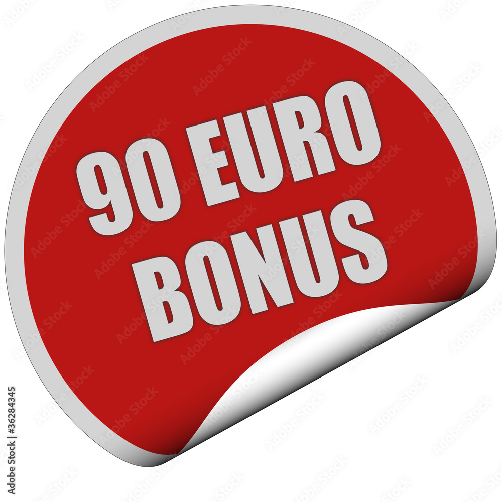 Sticker rot rund curl unten 90 EURO BONUS Sticker rot rund curl unten 90 EURO BONUS