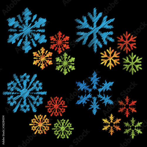 Vector scratch snowflake symbols