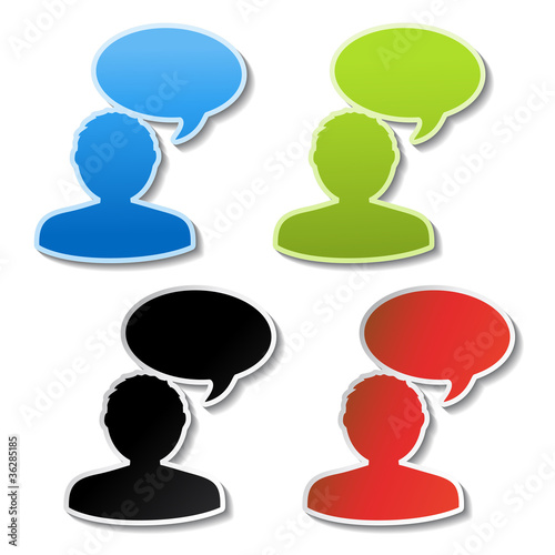 Vector announcement stickers - chat icon