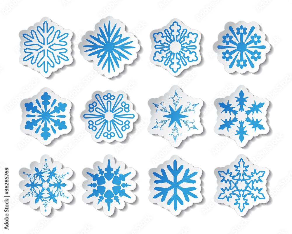 Vector stickers of snowflakes