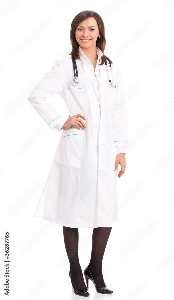Full body of happy doctor, isolated on white Full body of happy doctor, isolated on white