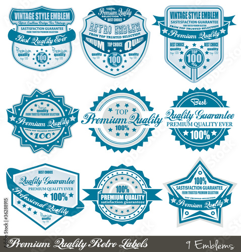 Premium Quality and Satisfaction Guarantee labels