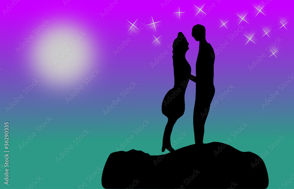 Couple at moonlight
