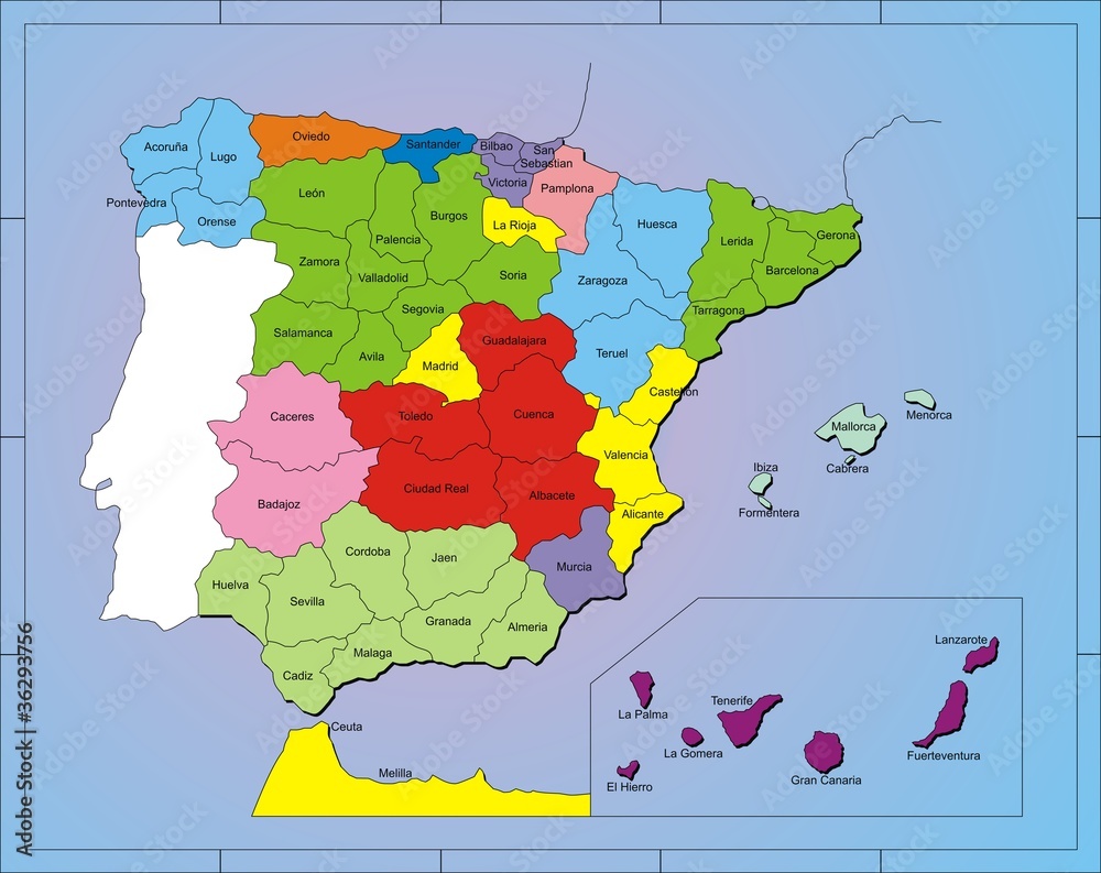 árbitro camuflaje como eso Mapa de España Stock Vector | Adobe Stock