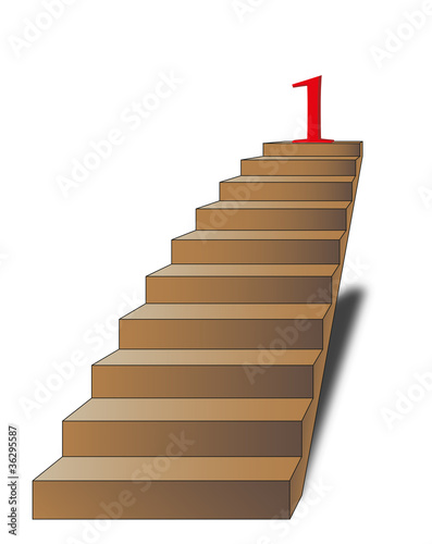 Ladder with number one on the top