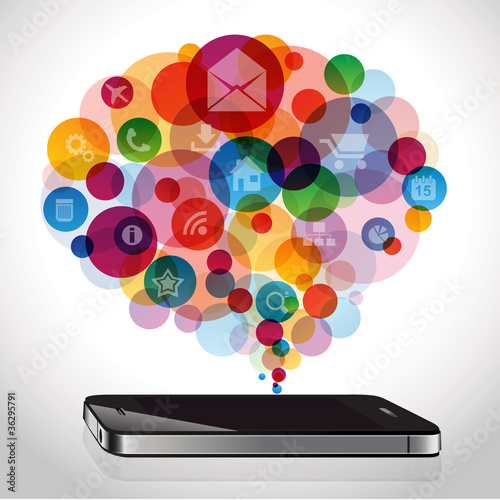 Smartphone with apps colorful