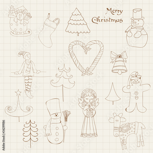 Doodle Christmas Design Elements - for scrapbook, design, invita