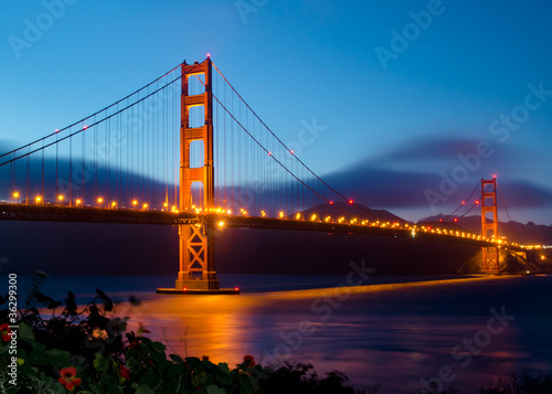 Golden Gate Bridge in San Francisco after sunset