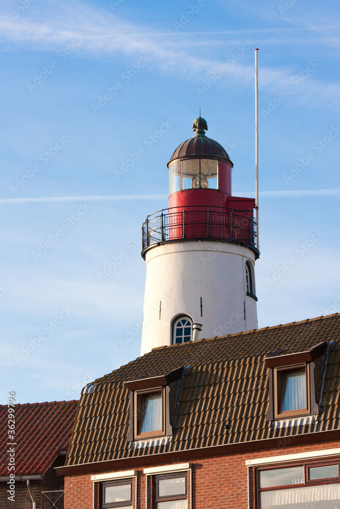 White lighthouse of the Dutch former island Urk