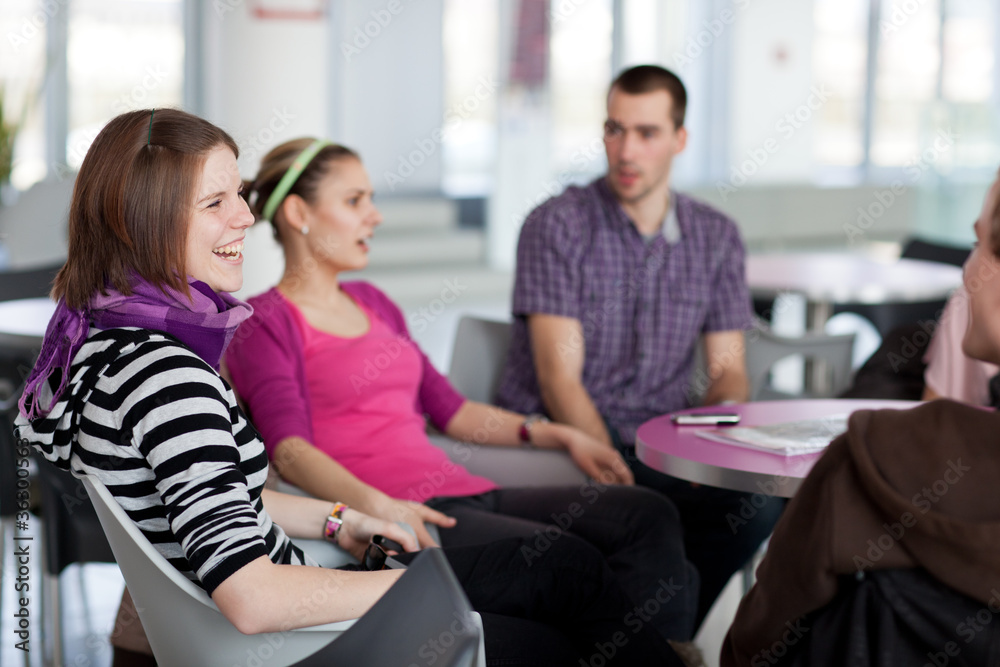 Group of college/university students during a brake Group of college/university students during a brake