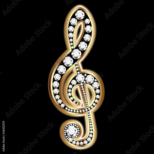 Musical note with diamonds vector