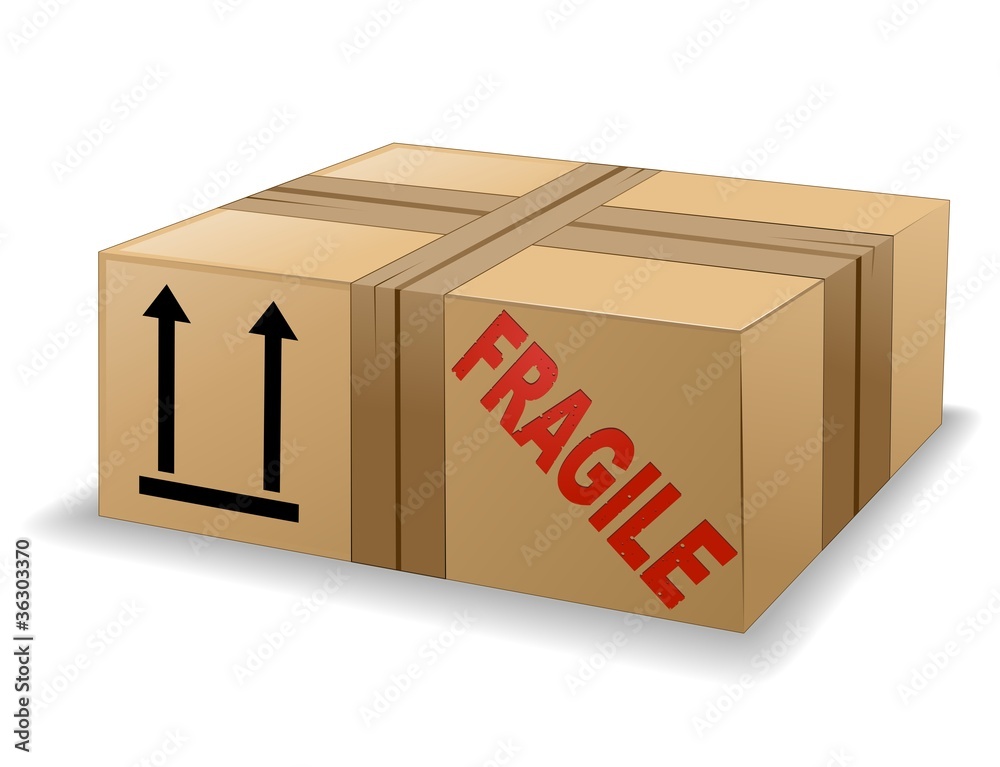 Scatola di Cartone Fragile-Pacco Postale-Cardboard Box-Vector Stock Vector  | Adobe Stock
