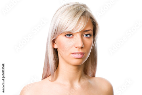 Blond woman face