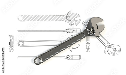 Adjustable Large Wrench With Charts