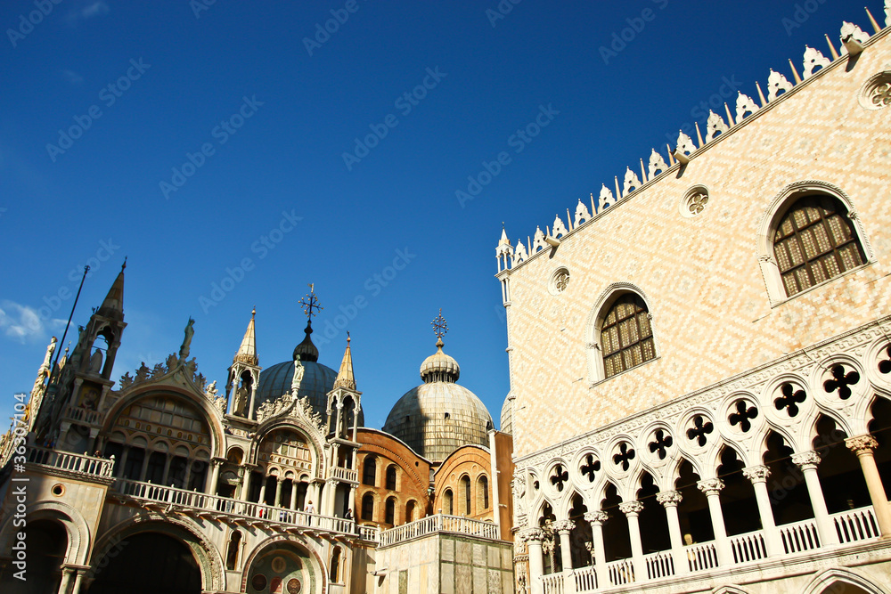 Church and castle in Venice, Italy