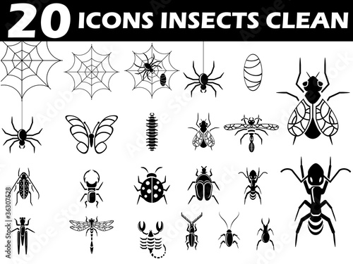 20 icons insects clean