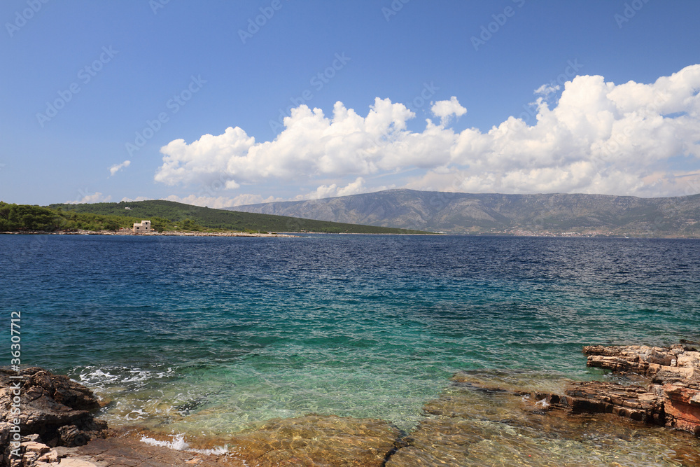 Adriatic - island Brac seen from coast near Vrboska on Hvar Adriatic - island Brac seen from coast near Vrboska on Hvar