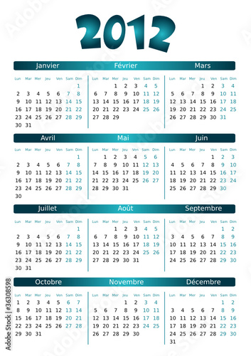 Calendrier 2012 simple - facilement éditable
