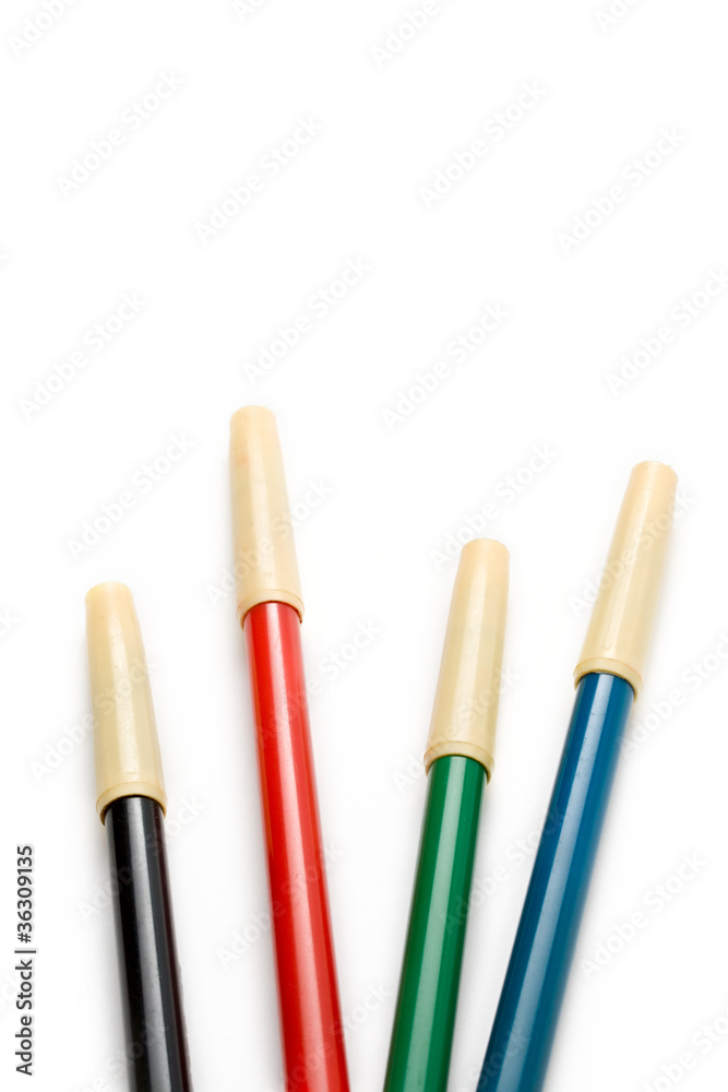 Felt-tip pens isolated on the white background Felt-tip pens isolated on the white background