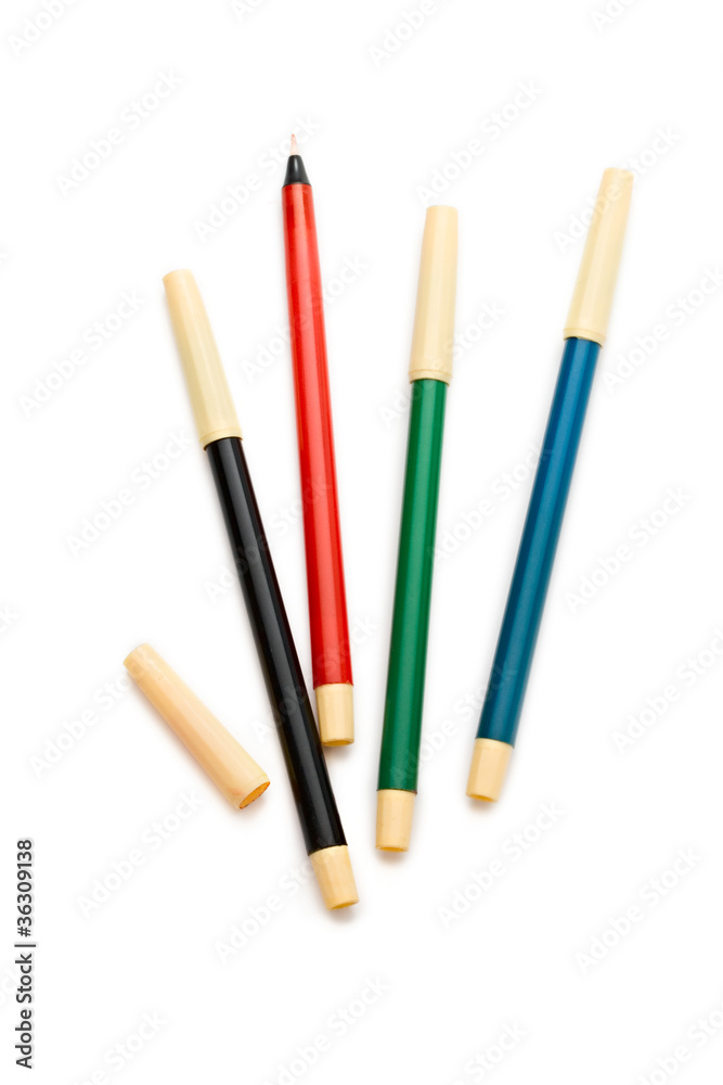 Felt-tip pens isolated on the white background Felt-tip pens isolated on the white background