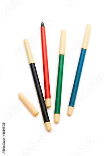 Felt-tip pens isolated on the white background