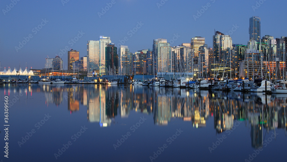 Vancouver Canada evening cityscape