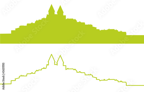 contour et silhouette d'un village français