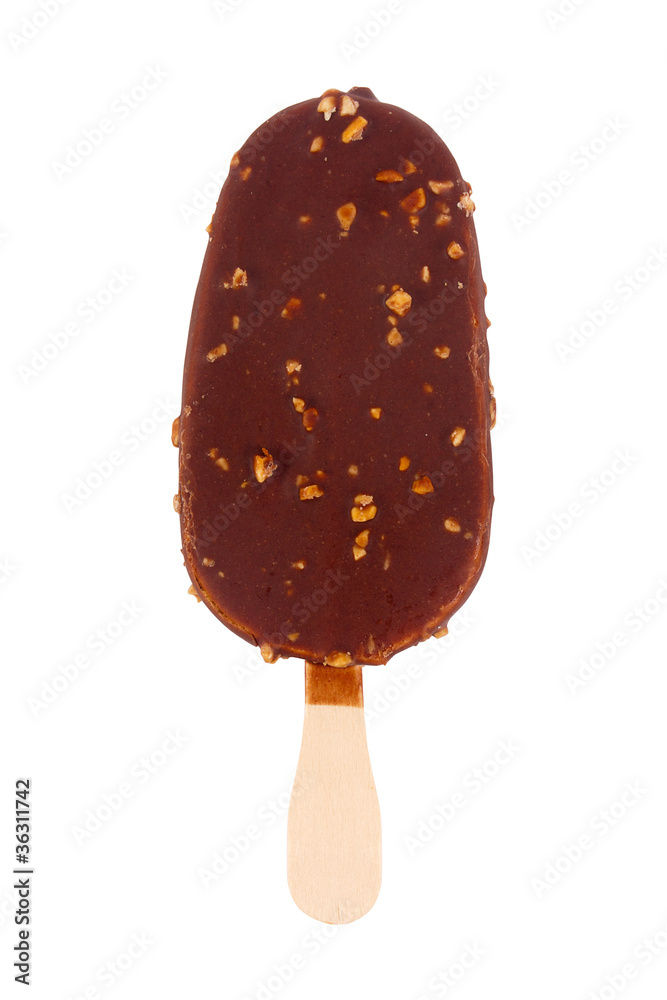 Ice cream covered with chocolate and almonds Ice cream covered with chocolate and almonds