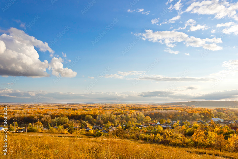 fall flat in Russia with the countryside and the beautiful sky fall flat in Russia with the countryside and the beautiful sky