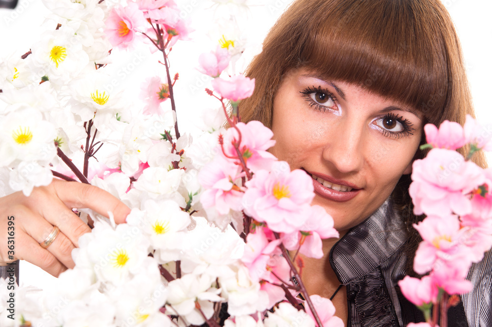 Fototapeta premium girl with flowers