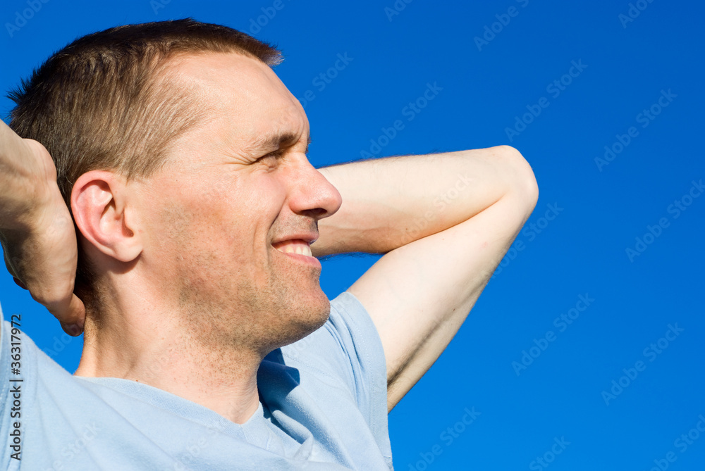 Obraz premium man at sky