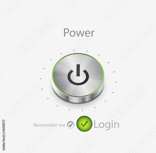 Vector power button. Login page
