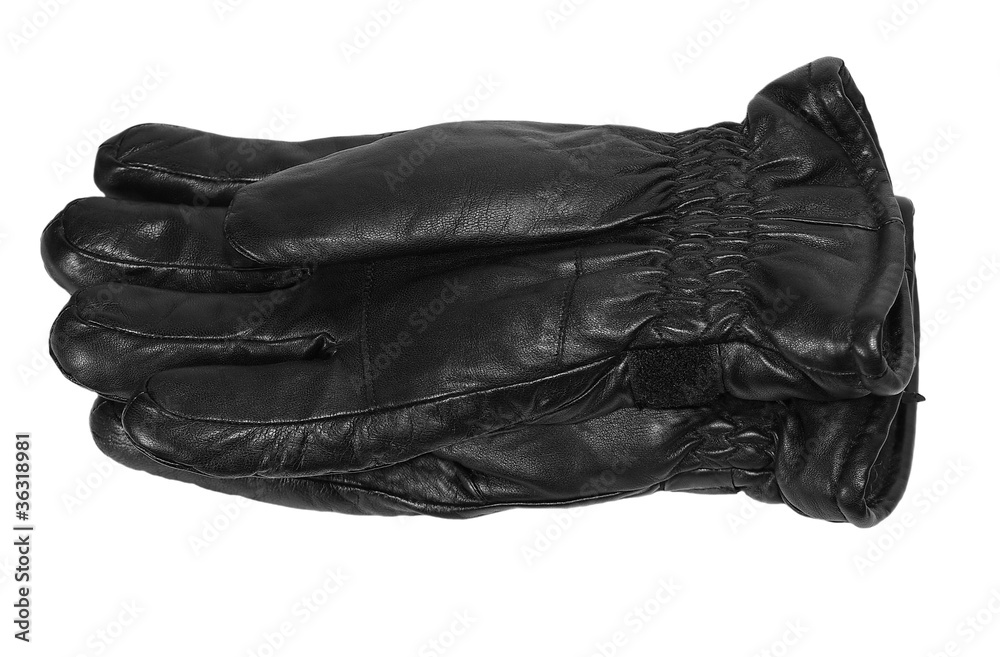 black leather gloves isolated on white background