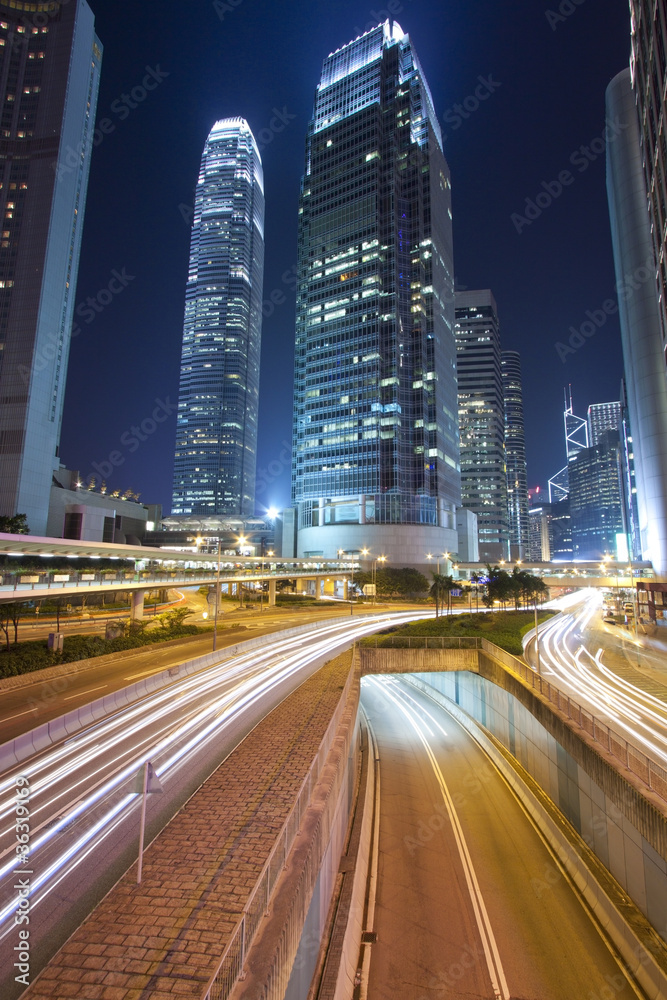 Hong Kong at night, it shows the busy atmosphere in this city.