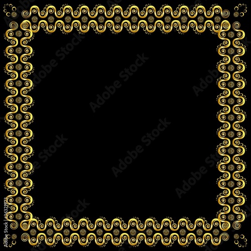 Gold pattern frame with waves and stars