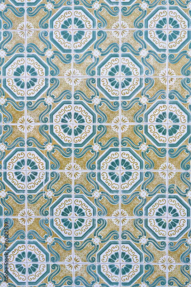 Greenish and yellow pattern made of tiles Greenish and yellow pattern made of tiles