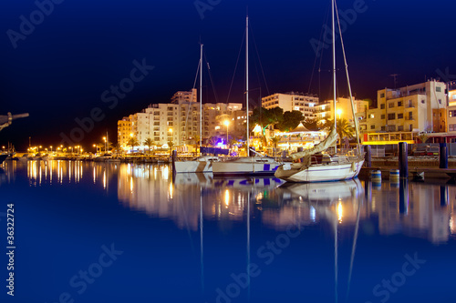 San Antonio de Portmany night port in Ibiza