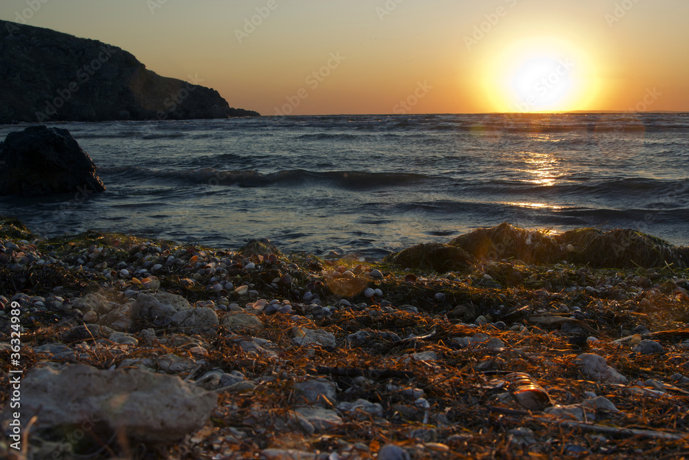 Landscape with stones, the sea and the sun Landscape with stones, the sea and the sun