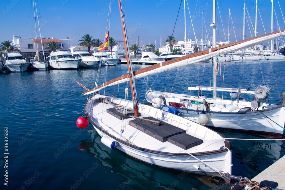 Llaut traditional latin sail boat in Formentera