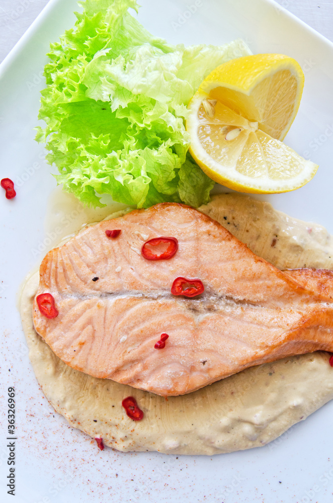 Grilled salmon steak Grilled salmon steak