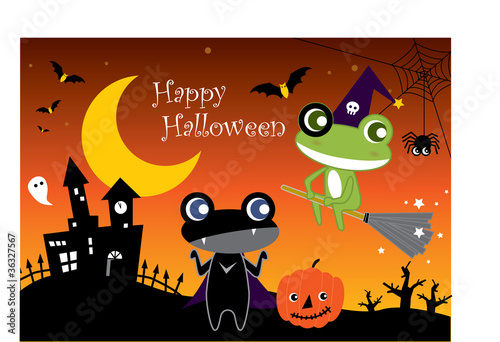 Halloween Cartoon Frogs
