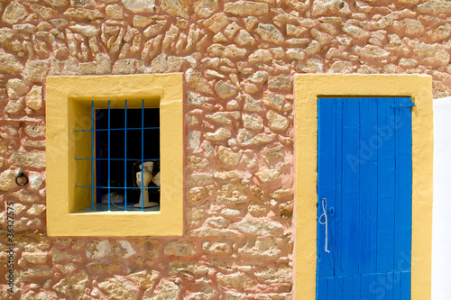 Mediterranean blue door and window in formentera