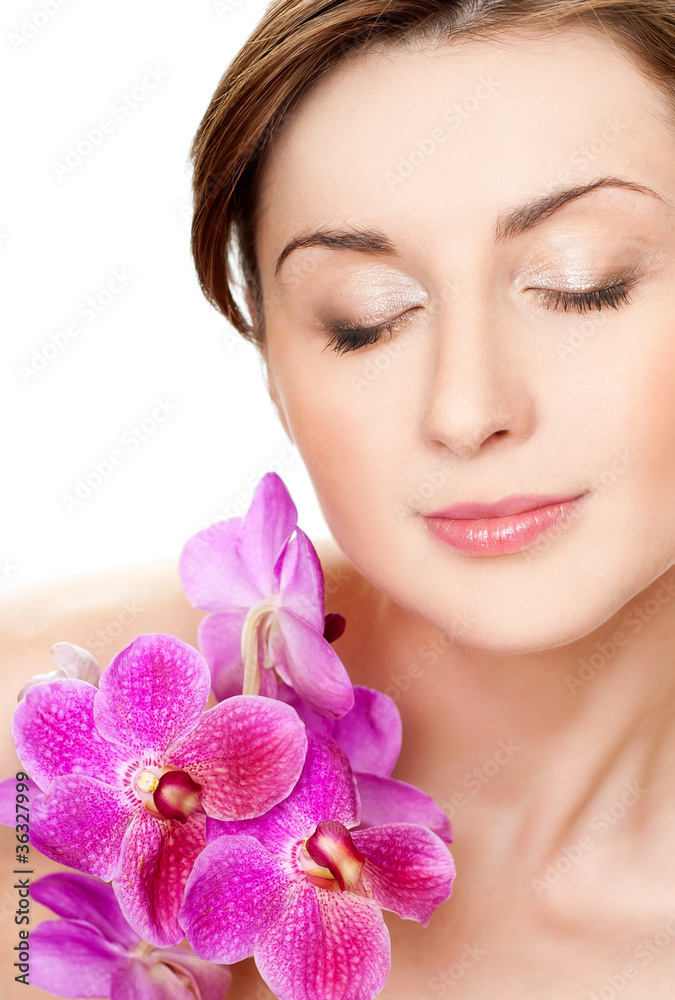woman with orchid