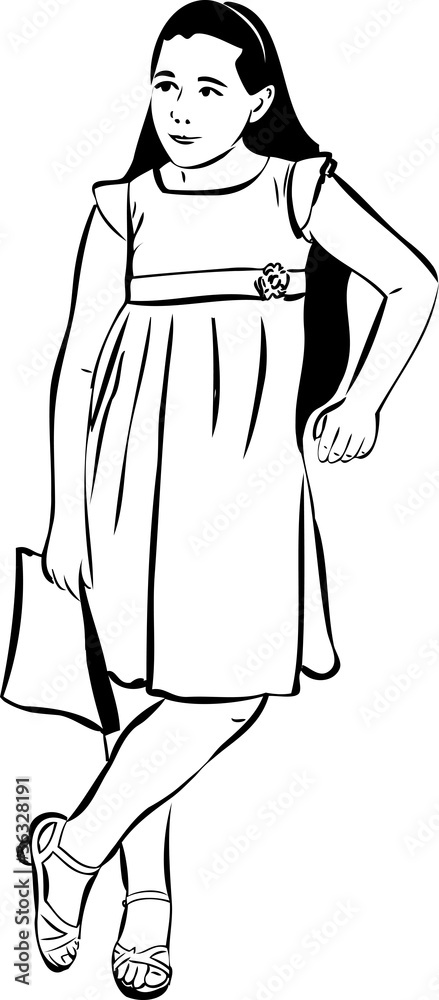 a sketch of the girl with the package in his hands a sketch of the girl with the package in his hands